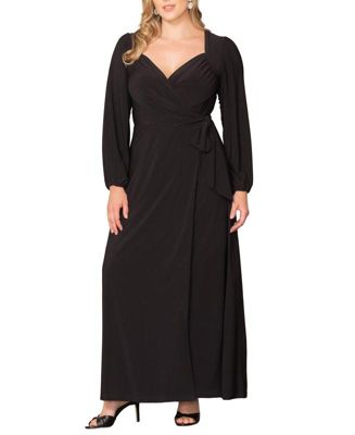 Women's Plus Size Modern Muse Long Sleeve Wrap Gown
