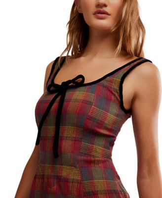 Women's Freya Plaid Scoop Neck Midi Dress