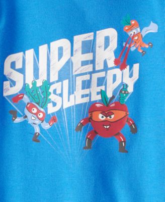 Boys' Toddler 2T-5T Veggies Loose Fit Long-Sleeve Top and Pants Pajama, 4-Piece Set