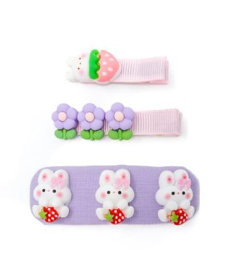 Girls 3pc Hair Clip Set - Bunny Garden Trio