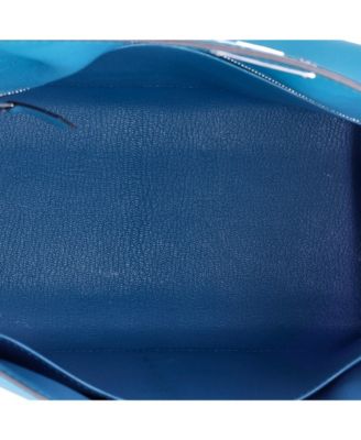 Kelly 28 Handbag Blue Epsom with Palladium Hardware