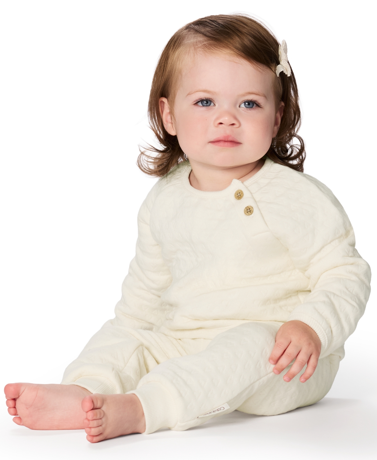Calvin Klein Baby Girls 2-piece Quilted Crewneck Top And Joggers Set In White