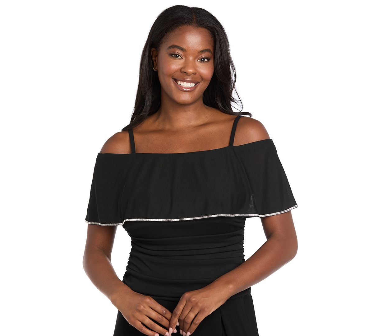R & M Richards Women's Ruched Trim Detail Jumpsuit