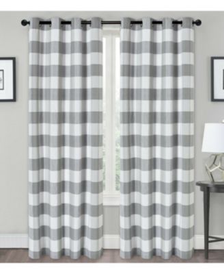 Country Farmhouse Living Classic Buffalo Plaid Checkered Single Grommet Top Window Curtain Panel - 54 in. W x 84 in. L, Linen