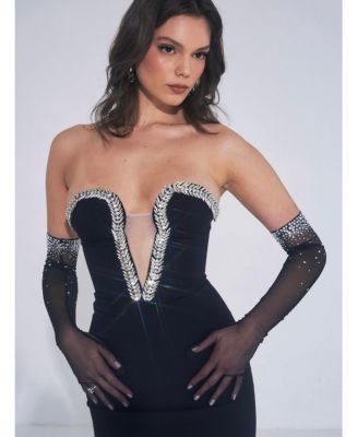 Women's Ivanna Black Crystal Embellished Maxi Dress