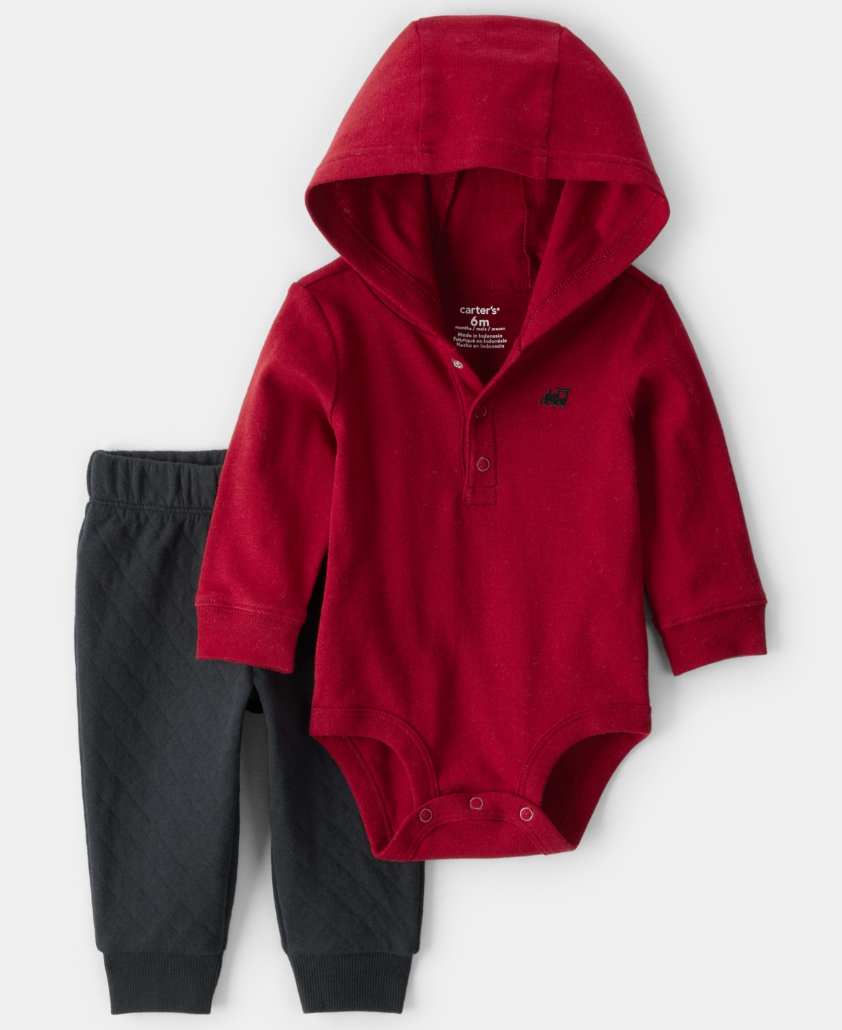 Carter's Baby Boys 2-piece Hooded Bodysuit And Pants Set In Red