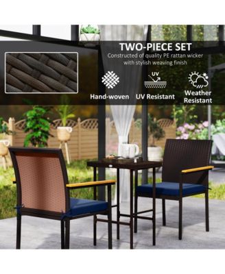 2 PCS Wicker Dining Chair, Outdoor Dining Chairs w