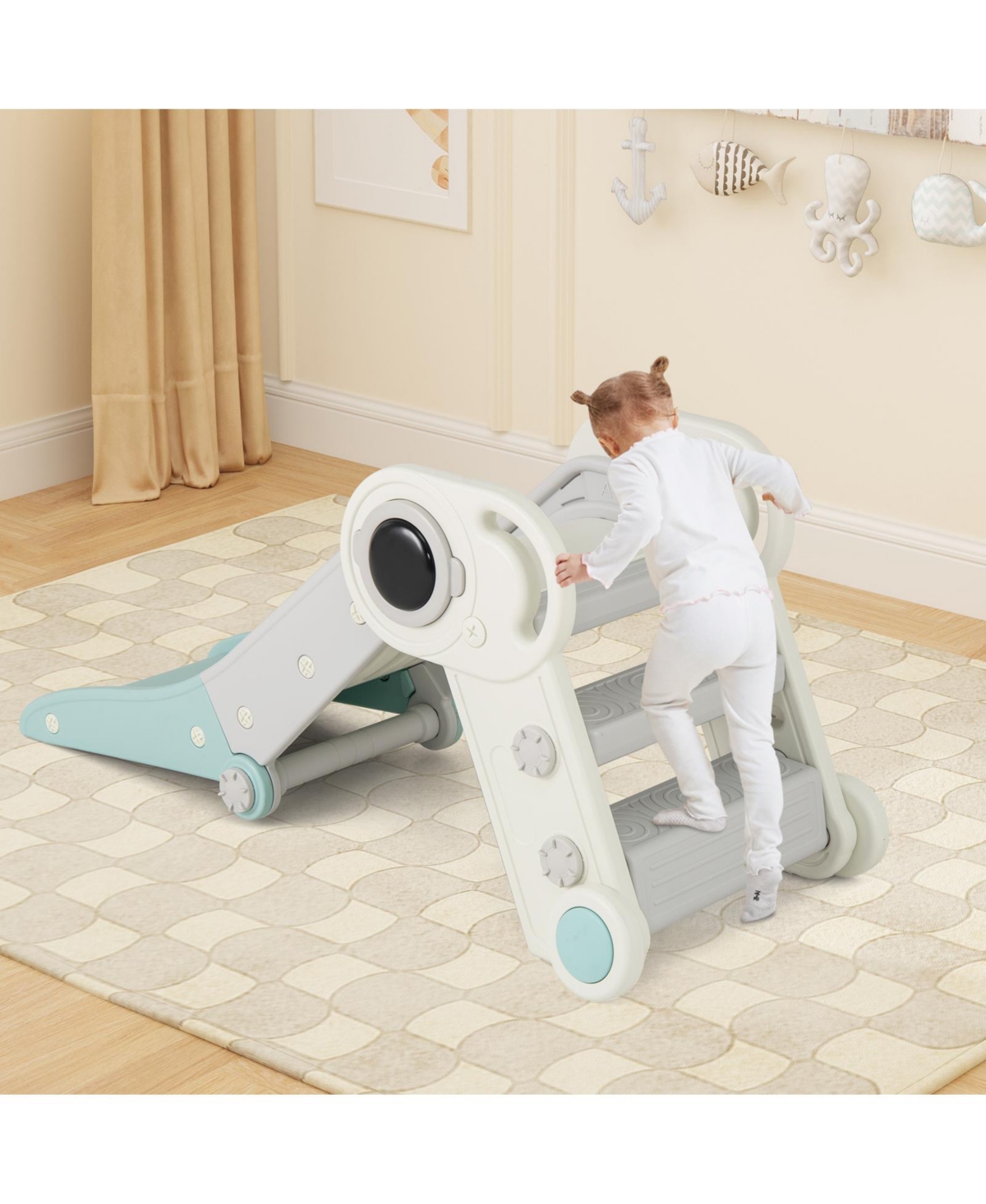 Gymax Folding Freestanding Toddler Slide for Toddlers Age 18+ Months w/ Climber Indoor