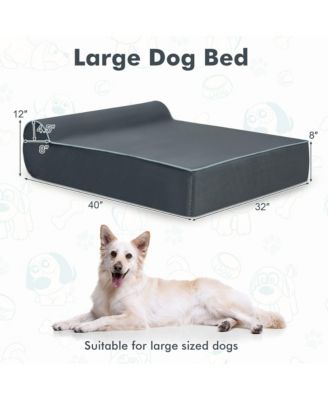 Memory Foam Orthopedic Dog Bed for Large Dogs w/ Headrest & Washable Cover