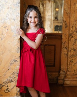 Little and Big Girls' Organic Cap Sleeve High Low Sateen Party Dress