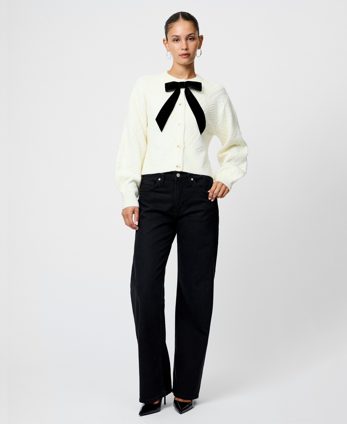 French Connection Women's Long-sleeve Bow Detail Sweater In Blue