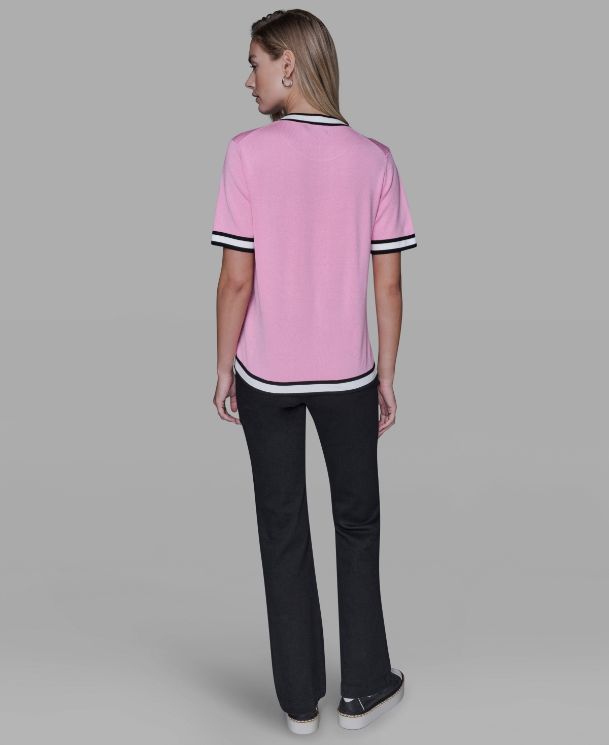 Karl Lagerfeld Women's Short-sleeve Sweater In Pink