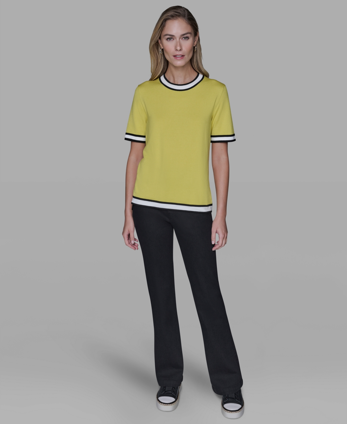 Karl Lagerfeld Women's Short-sleeve Sweater In Yellow