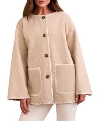 Women's Boat Neck Coat Jacket