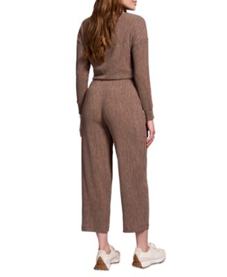 Women's Two Tone Crinkle Knit Pull On Barrel Pants