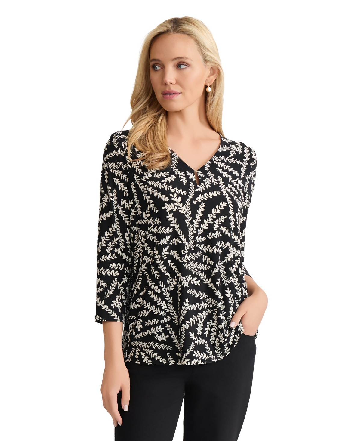 Jones New York Women's V-Neck Pull-On Top