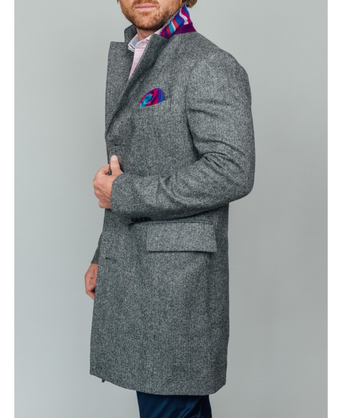 Koy Clothing Men's Long Sleeve Wool Collared Coat