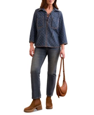 Women's Textured Lightweight Collared Top