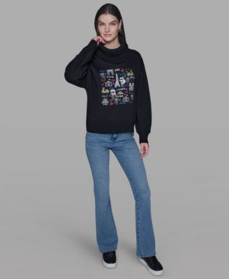 Women's Turtleneck Printed Sweater