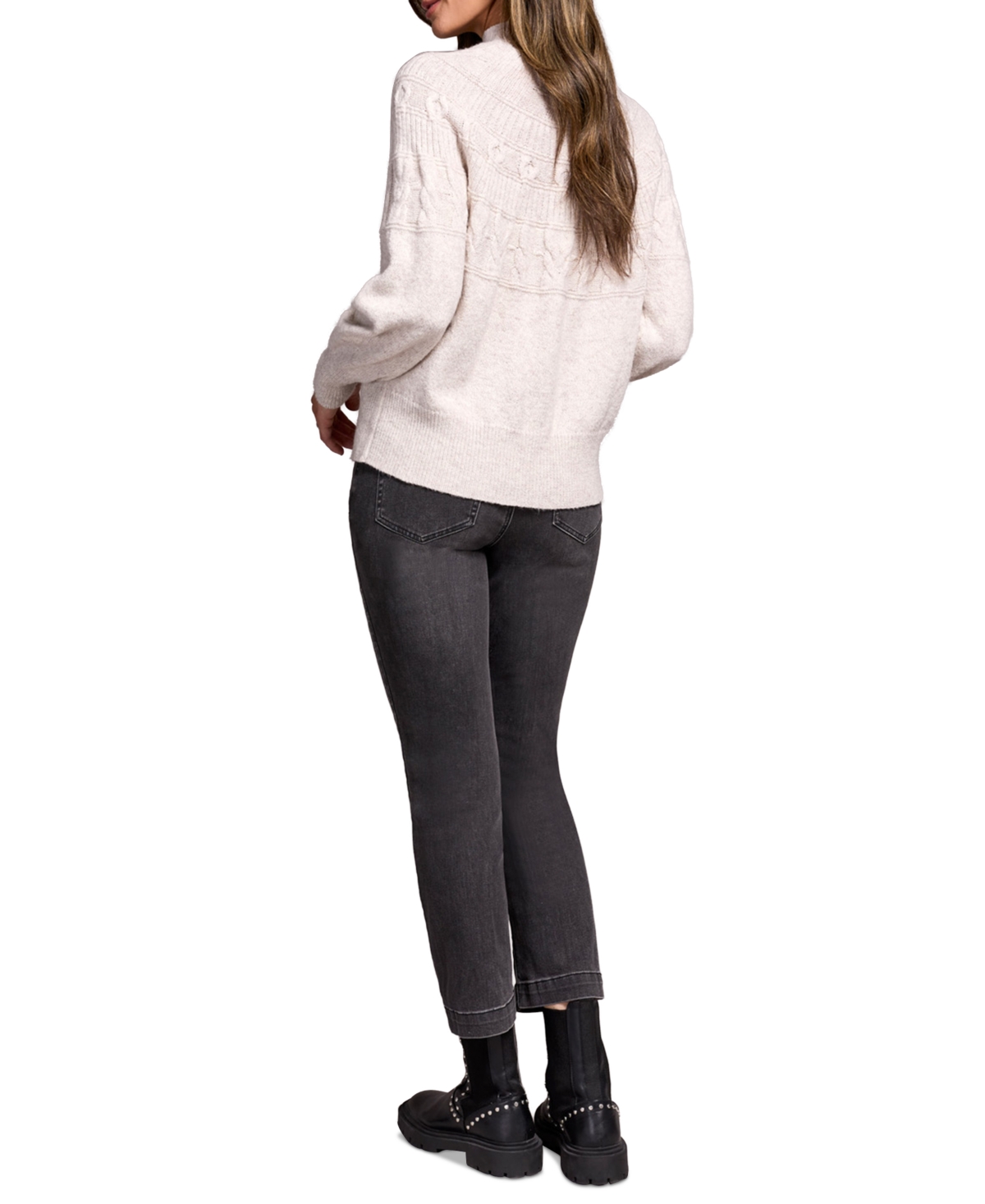 Tribal Women's Two Tone Mock Neck Sweater In Multi