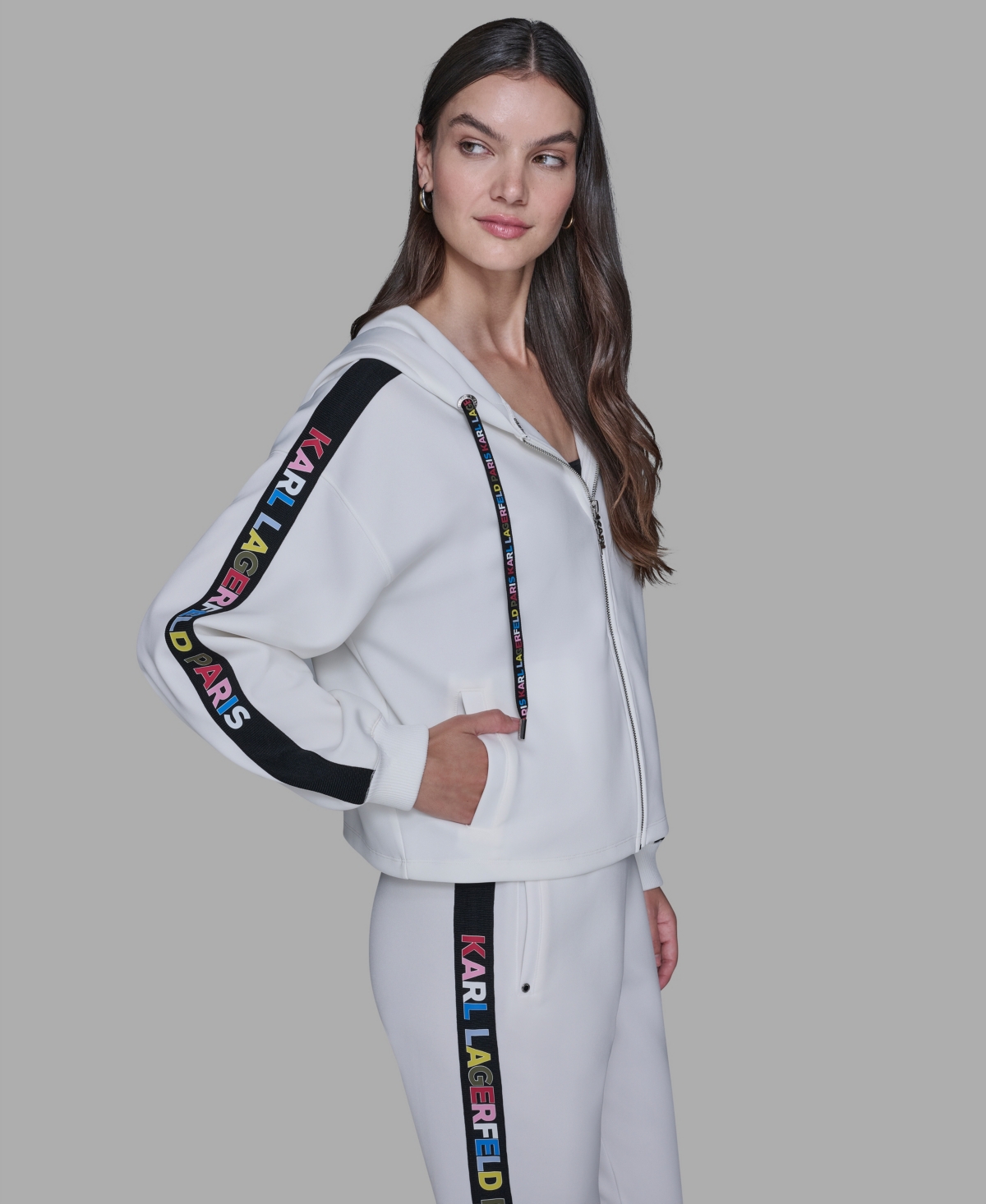 Karl Lagerfeld Women's Logo Detail Jacket In White