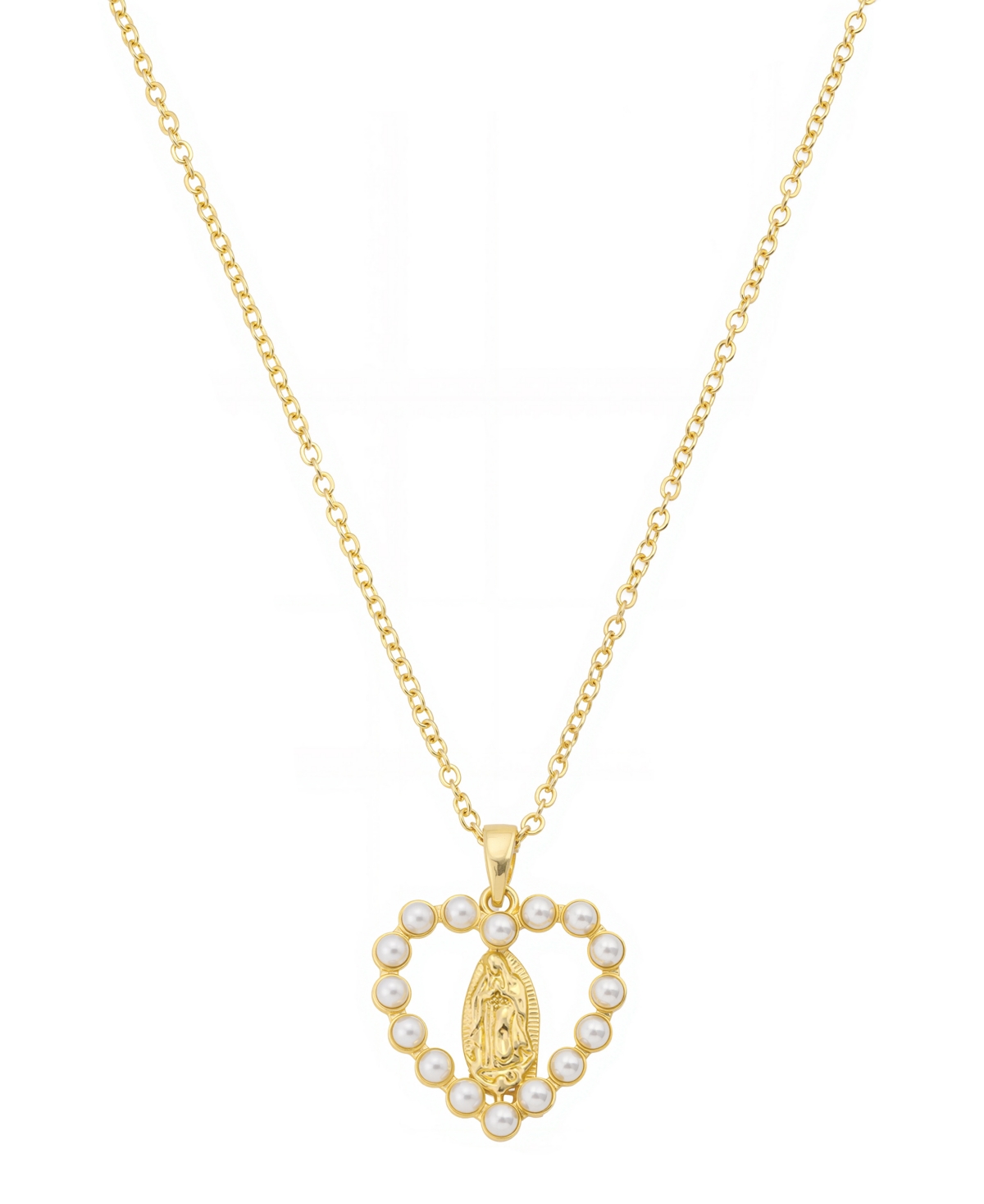 Unwritten Cultivated Pearl Saint Pendant Necklace In Gold