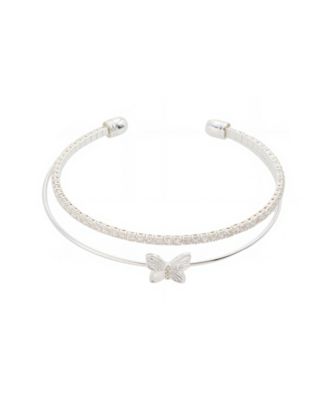 Unwritten - Cubic Zirconia And Crystal Butterfly Cuff Bracelet