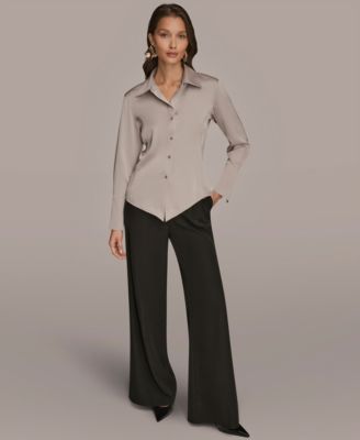 Donna Karan New York - Petite Long-Sleeve Pointy Hem Blouse
