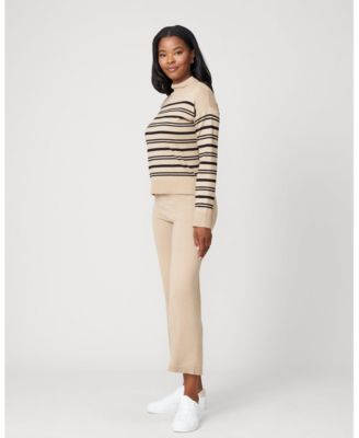 Women's Funnel Neck Stripe Sweater & Wide Leg Pant Set