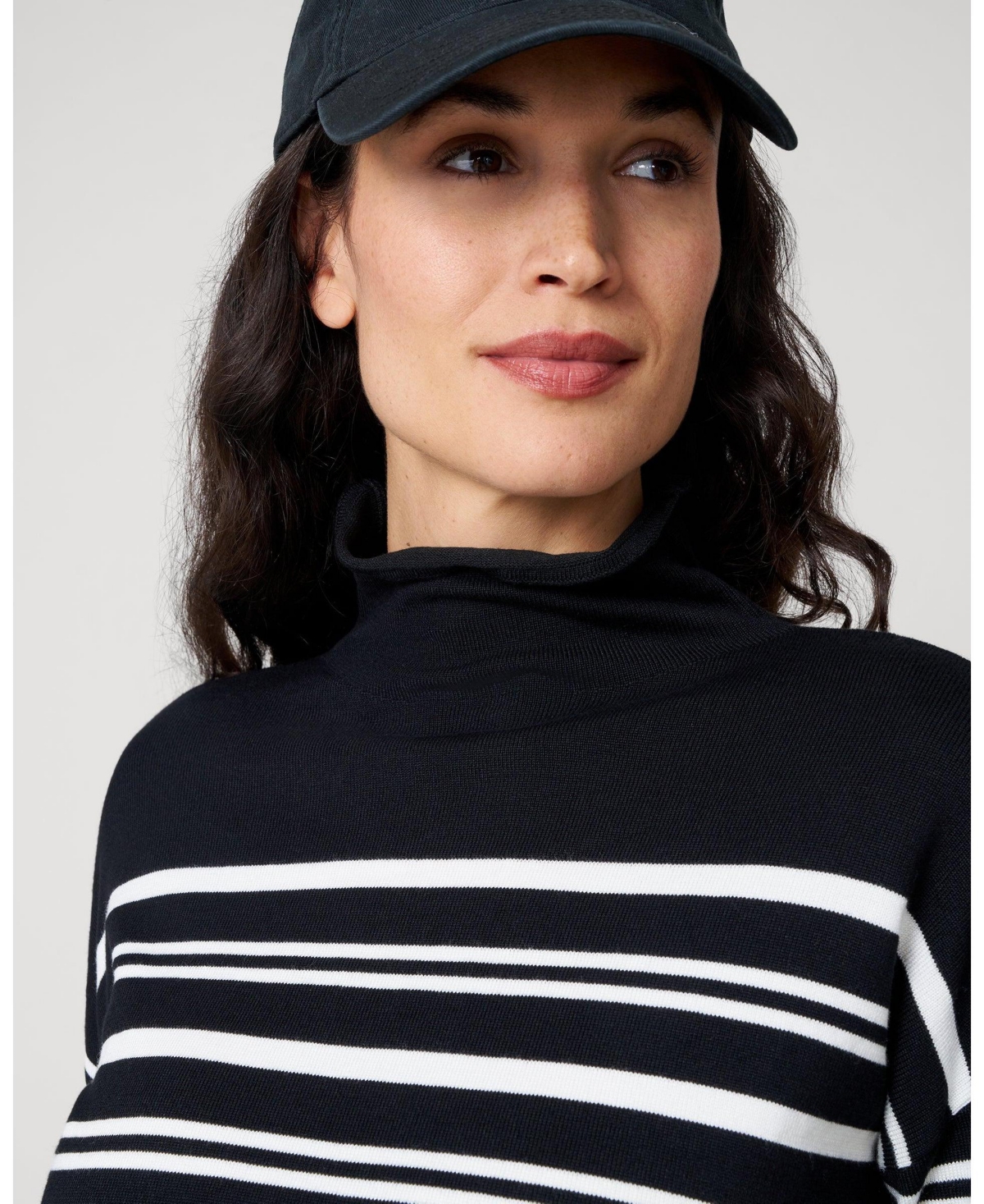 Cable & Gauge Women's Funnel Neck Stripe Sweater Wide Leg Pant Set