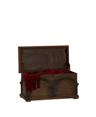 Small Wooden Arch Storage Trunk, Stained Wood with Decorative Arches, Brown