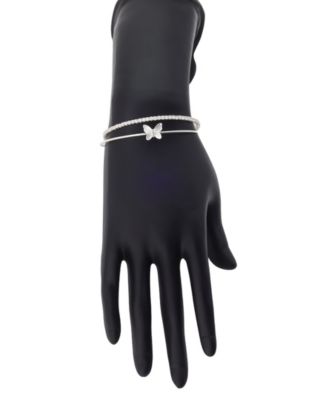 Cubic Zirconia And Crystal Butterfly Cuff Bracelet