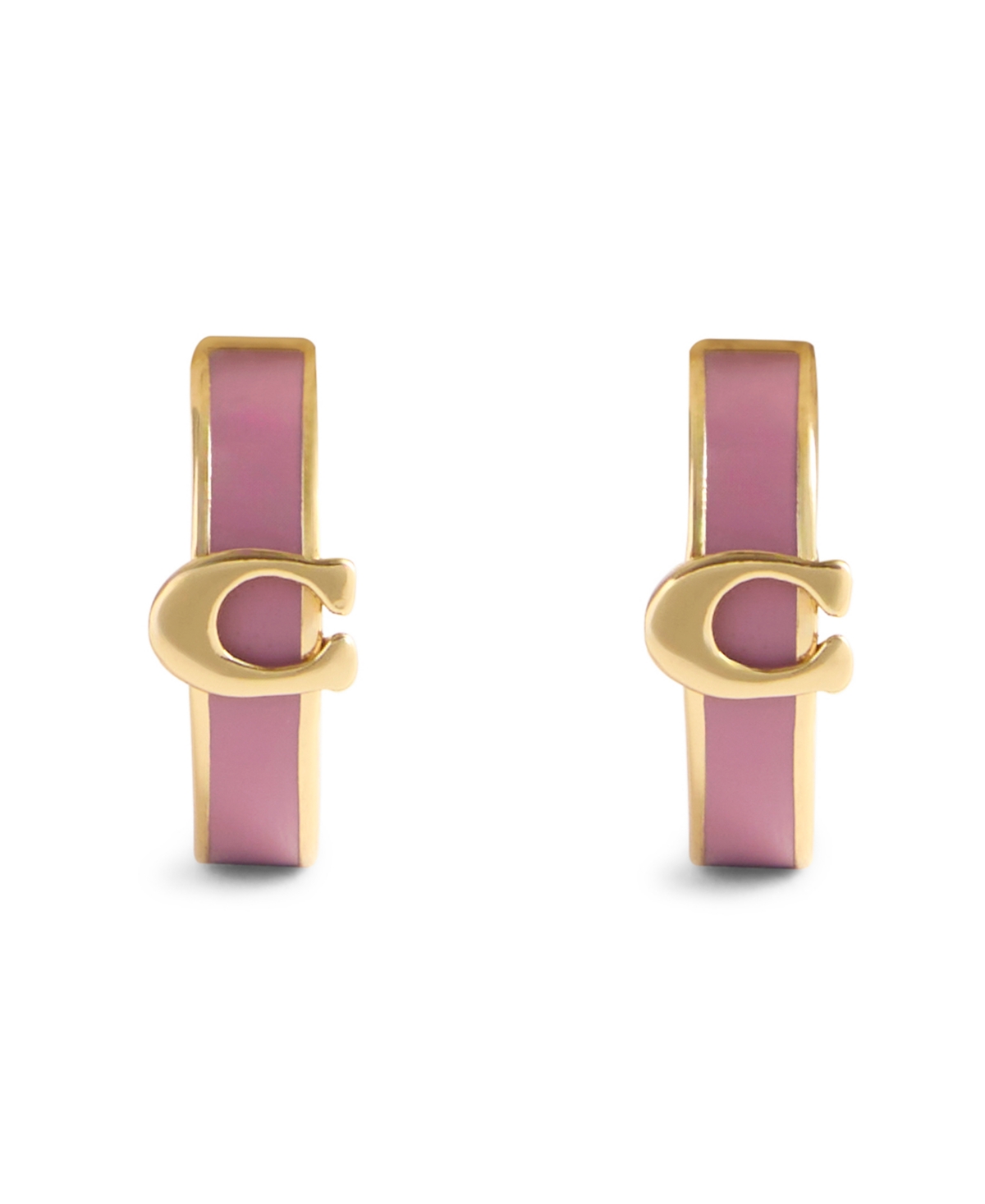 Coach Pink Signature C Enamel Huggie Earrings