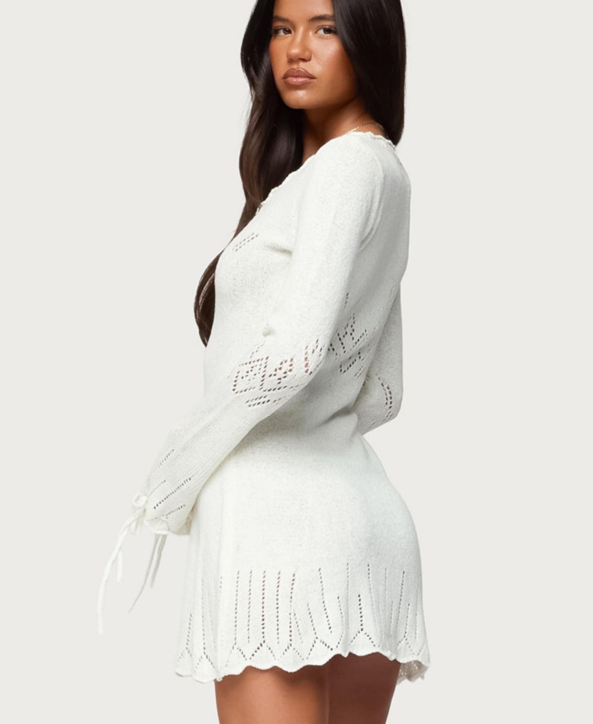 Edikted Women's Shaia Pointelle Knit Mini Dress