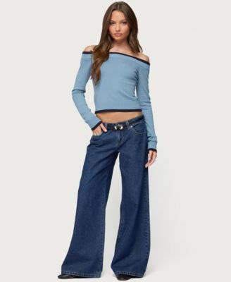 Women's Kezzie Contrast Off Shoulder Knit Top