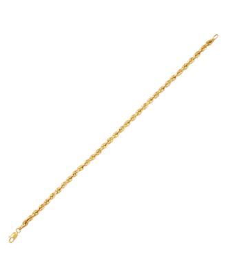 Lightweight Diamond Cut Rope Chain Bracelet in 14k Yellow Gold