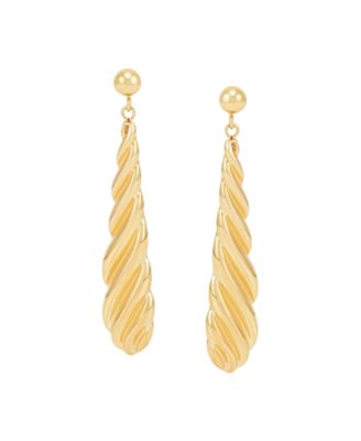 Polished Shrimp Teardrop Dangle Earrings in 10k Yellow Gold