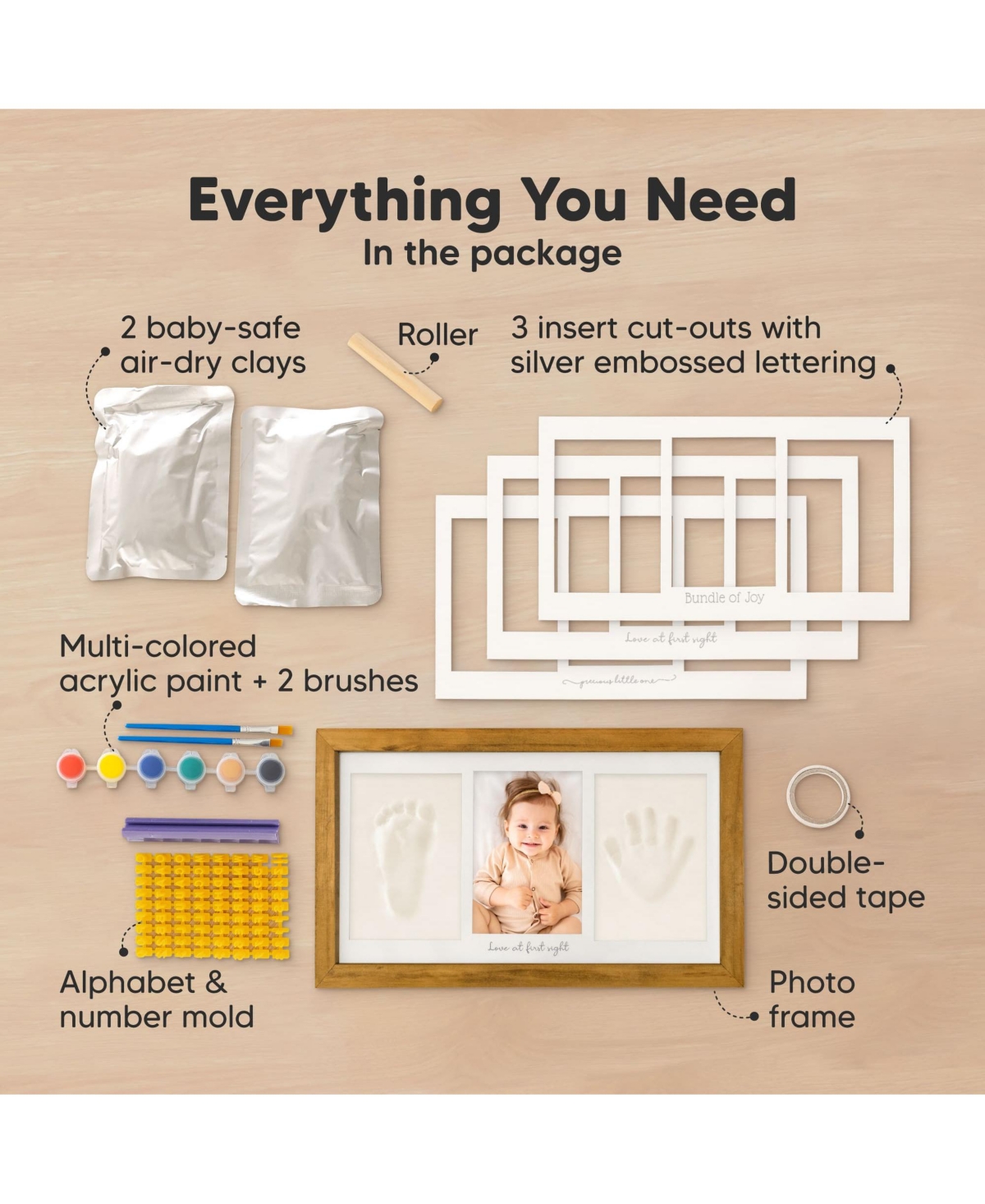 Duo Baby Hand and Footprint Kit, Handprint Newborn Photo Frame, Keepsake for New Mom