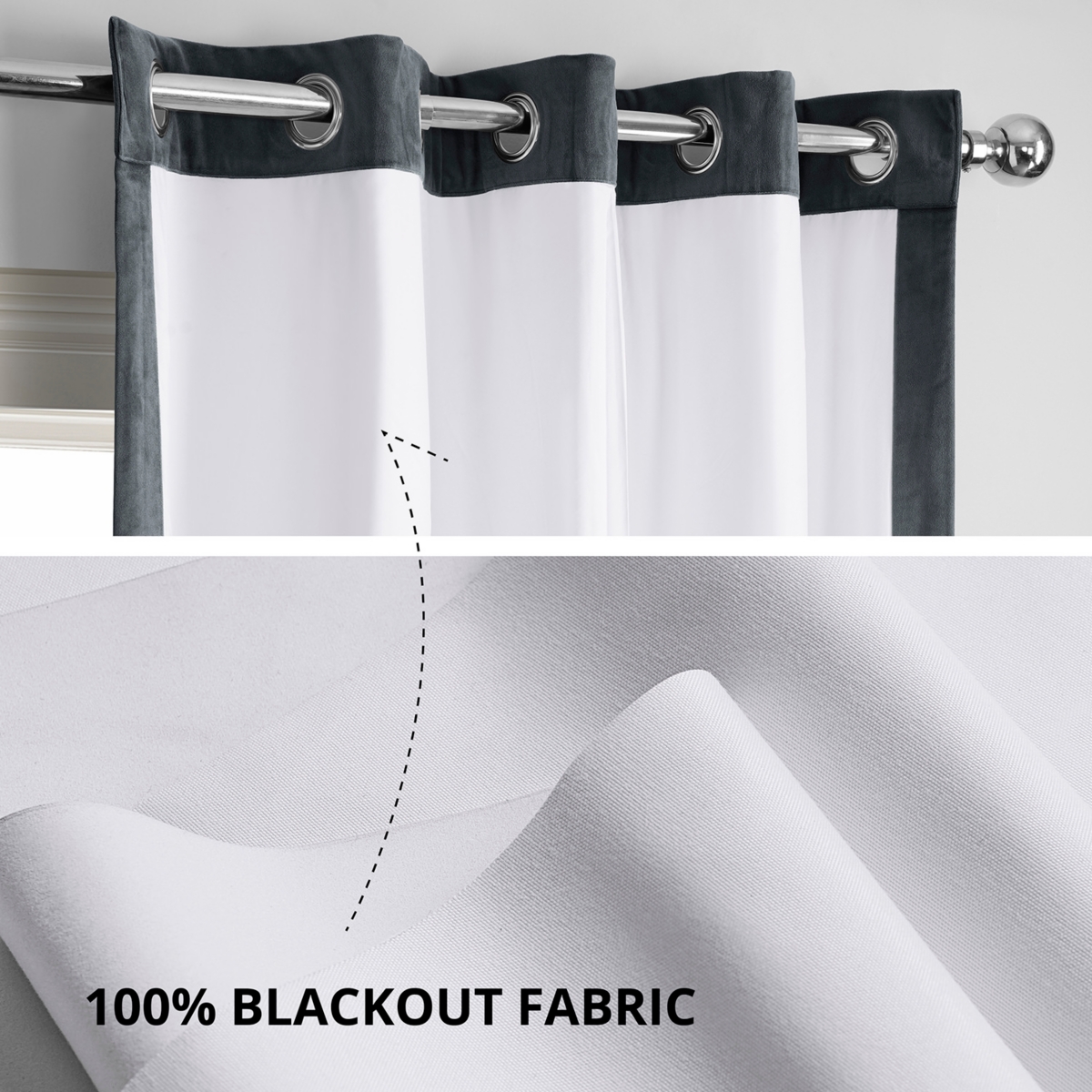 Half Price Drapes Distance Blue Grey Grommet Signature Velvet Blackout Curtain