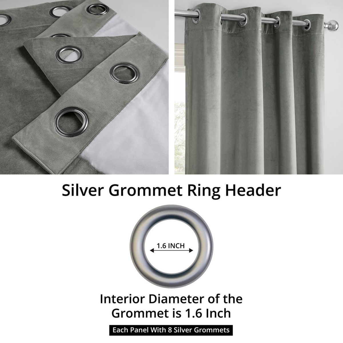 Half Price Drapes Silver Grey Grommet Signature Velvet Blackout Curtain