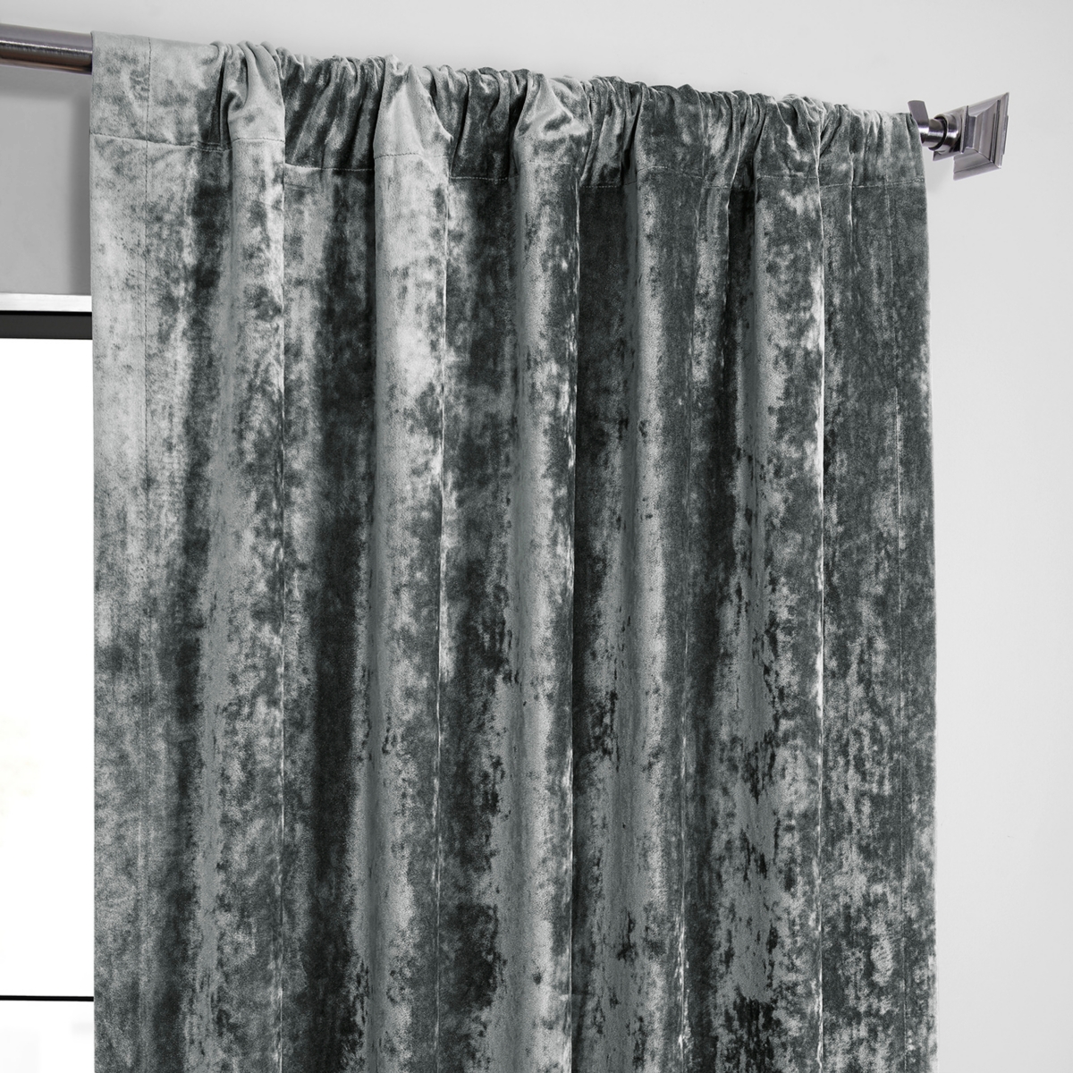 Half Price Drapes Stone Grey Lush Crush Velvet Room Darkening Curtain