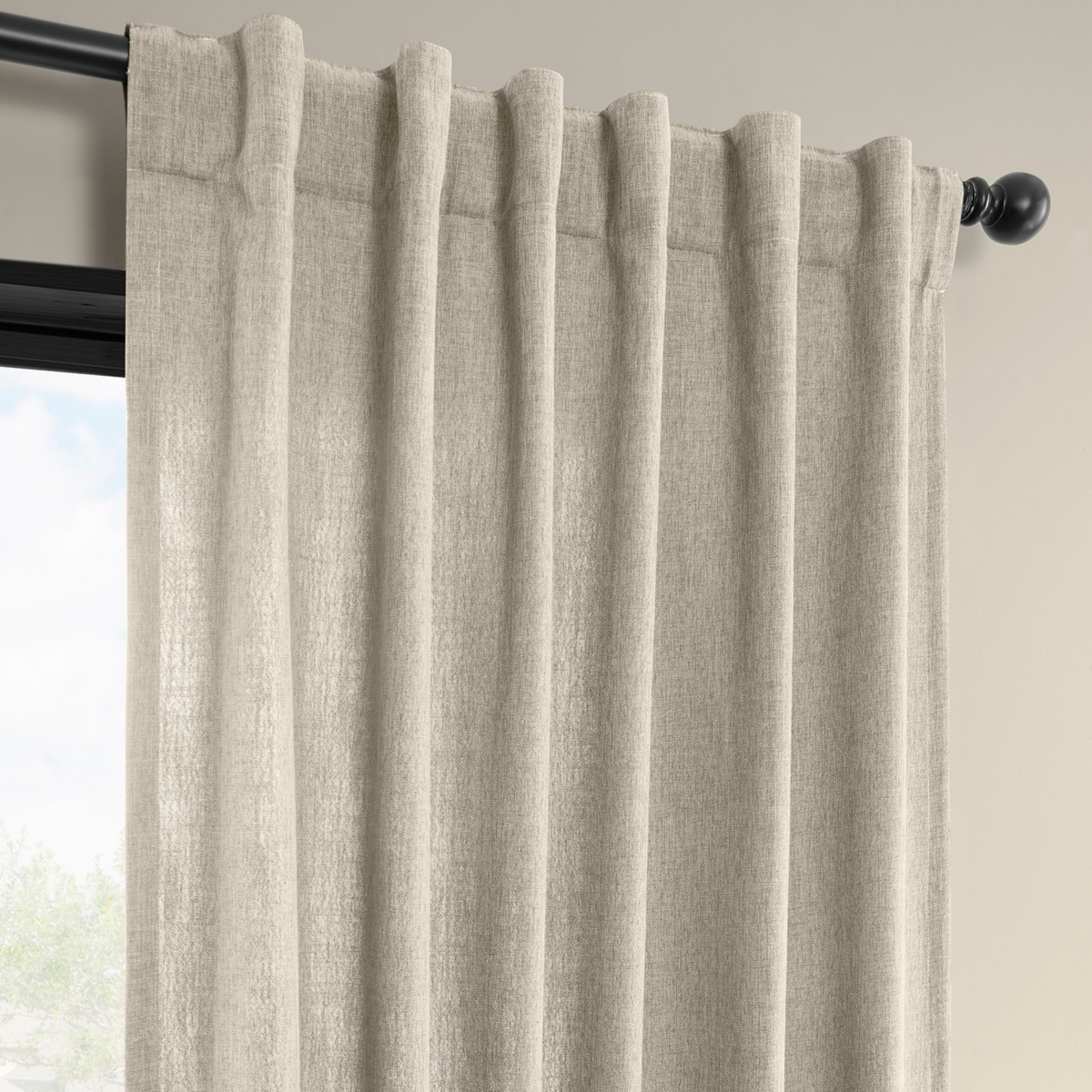 Half Price Drapes Light Beige Simply Faux Linen Light Filtering Curtain Pair (2 Panels