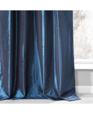 Ruched Solid Faux Silk Taffeta Room Darkening Curtain