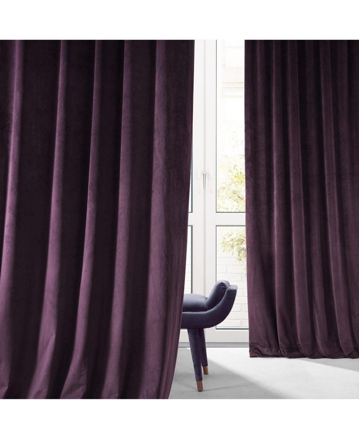Half Price Drapes Plum Blossom Signature Plush Velvet Hotel Blackout Curtain