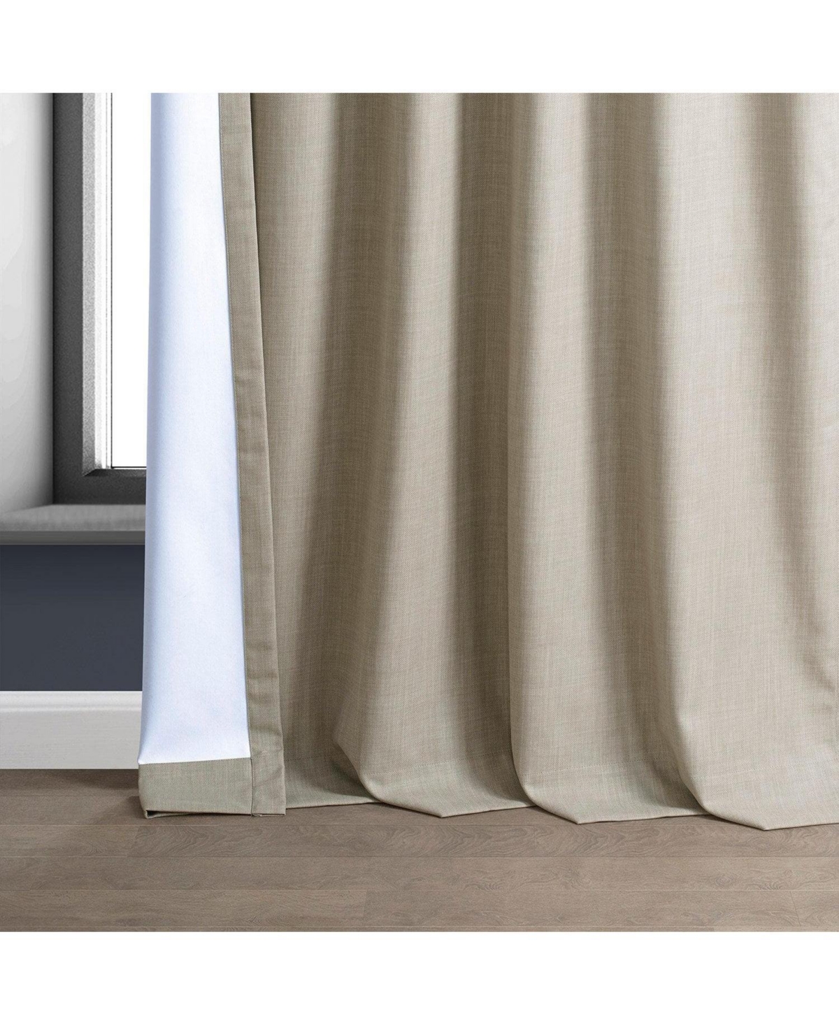 Half Price Drapes Light Beige Performance Linen Hotel Blackout Curtain