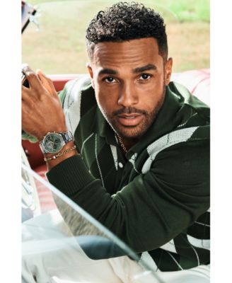 Men's Multifunction Silver Tone Stainless Steel Bracelet Watch, 44mm