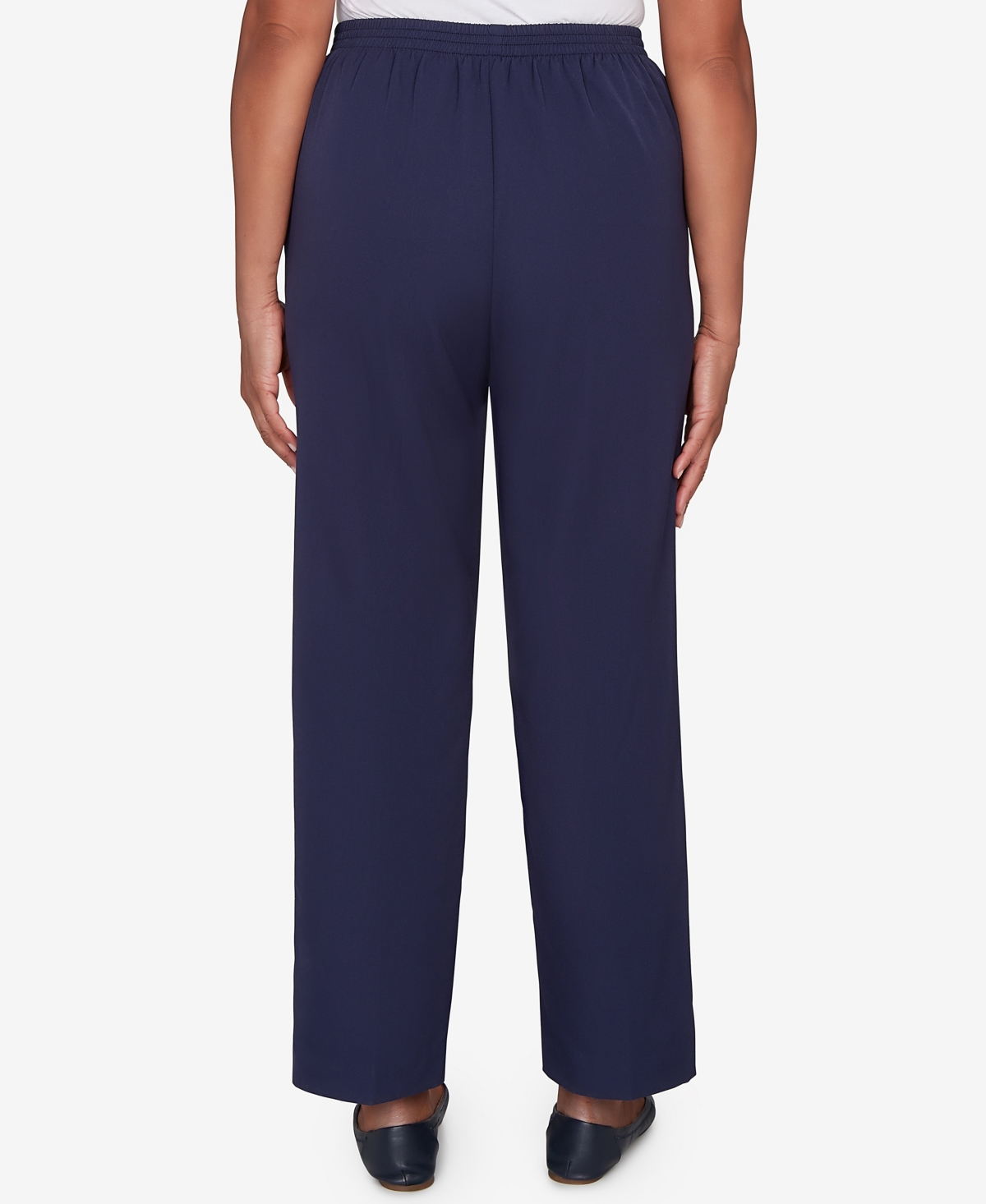 Alfred Dunner Petite Saratoga Springs Side Seam Pocket Average Length Twill Pants In Blue