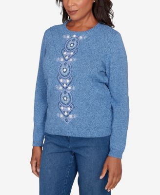 Petite Hilton Head Center Embroidery Accent Sweater