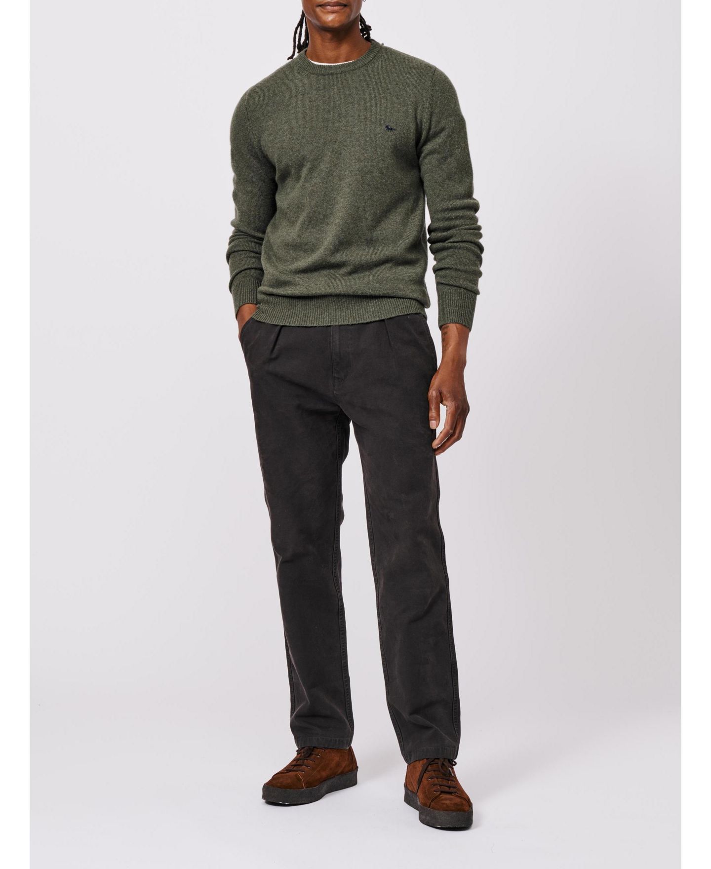 Мужской свитер Aubin Westbourne Crew Neck, цвет: Тёмный хаки — фото 7