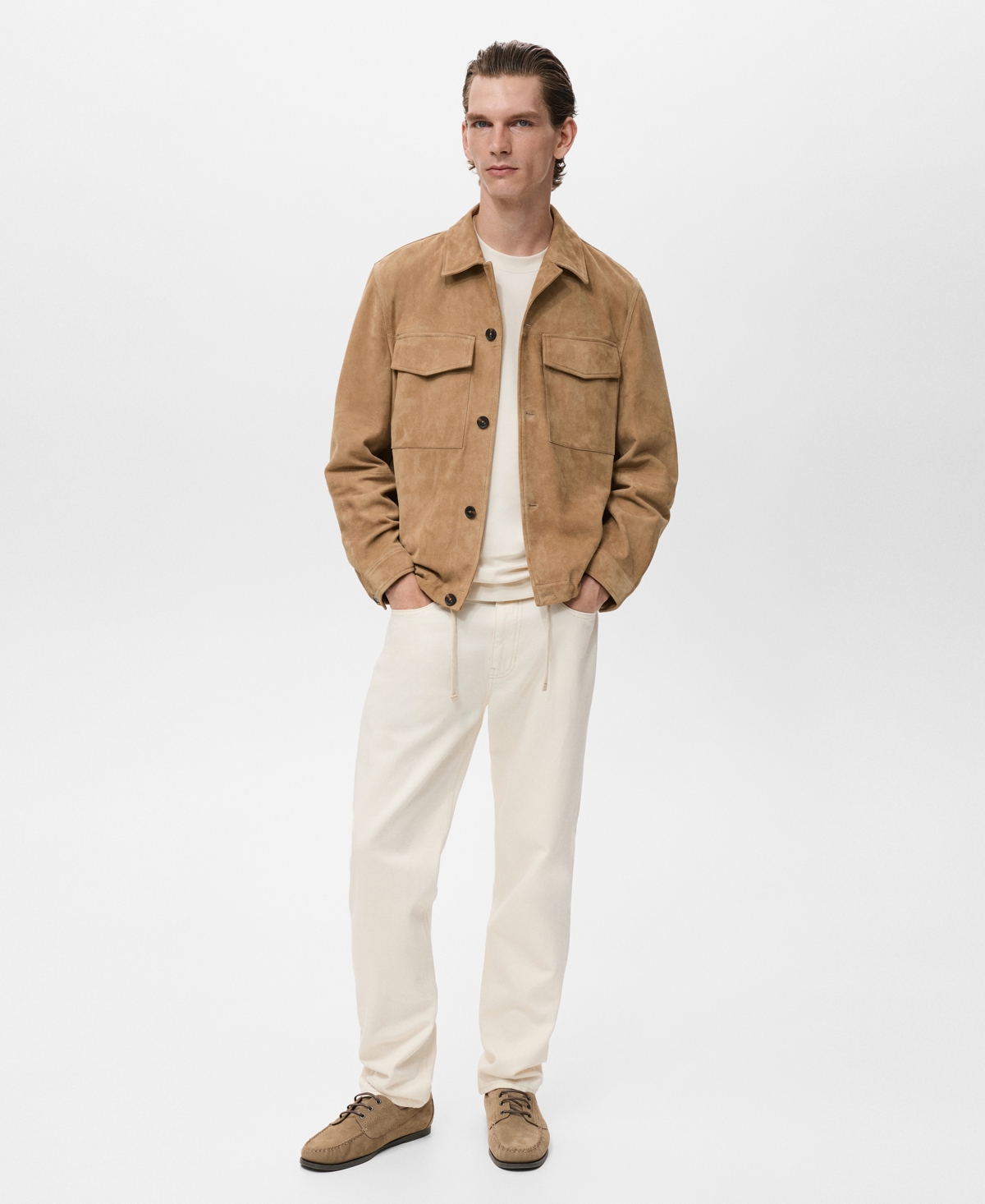 Mango Men's Leather Pockets Jacket